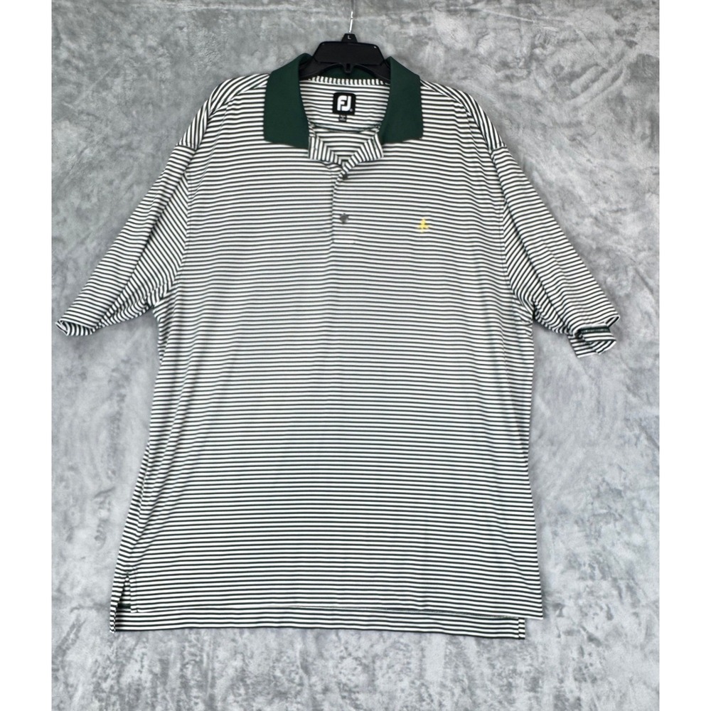 FootJoy Golf Polo Shirt Men's XL Green White Stripe‎ Embroidered outdoor